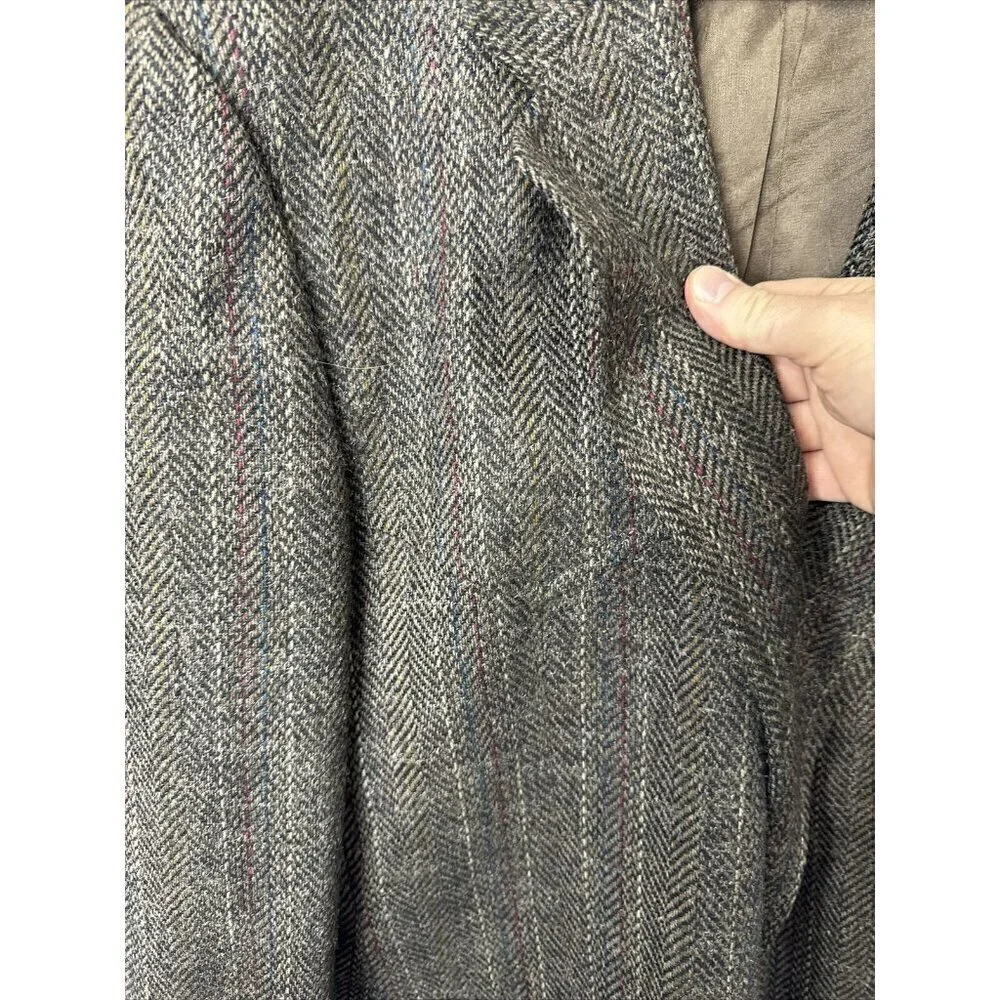 Western Outfitters Men 44 Blazer Tweed Wool‎ Sports Coat Brown Herringbone